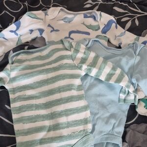 Cloud Island Newborn Bodysuit in Blue and Green